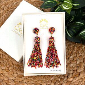 C&C California Colorful Glass Bead Tassel Earrings